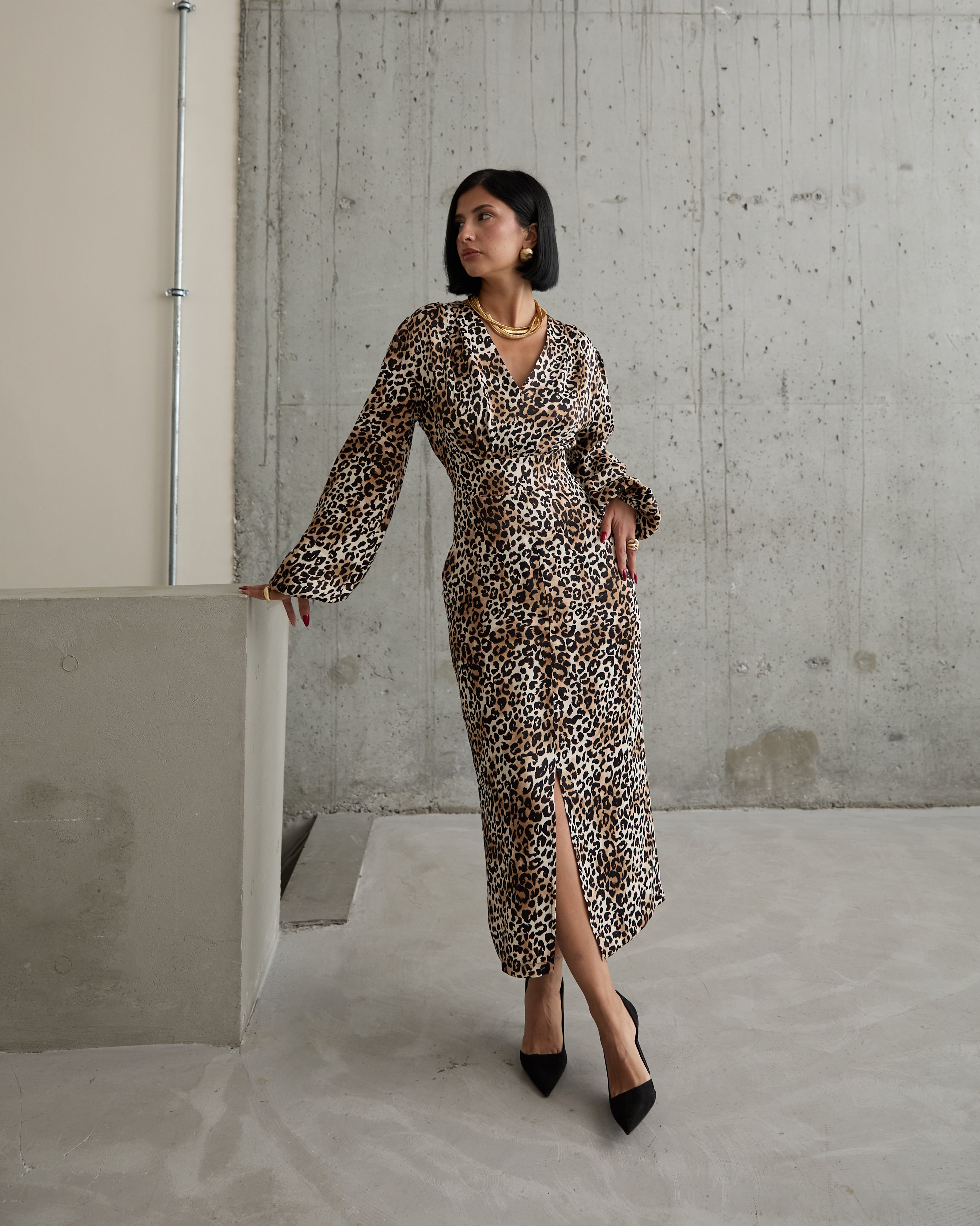 Longue robe leopard best sale