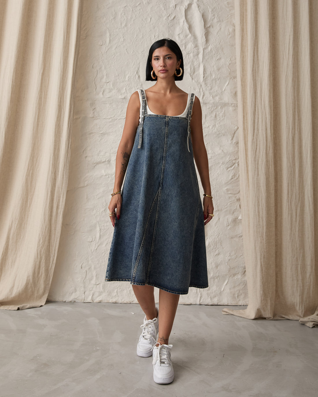 Robe Evasé Denim A Brettelles