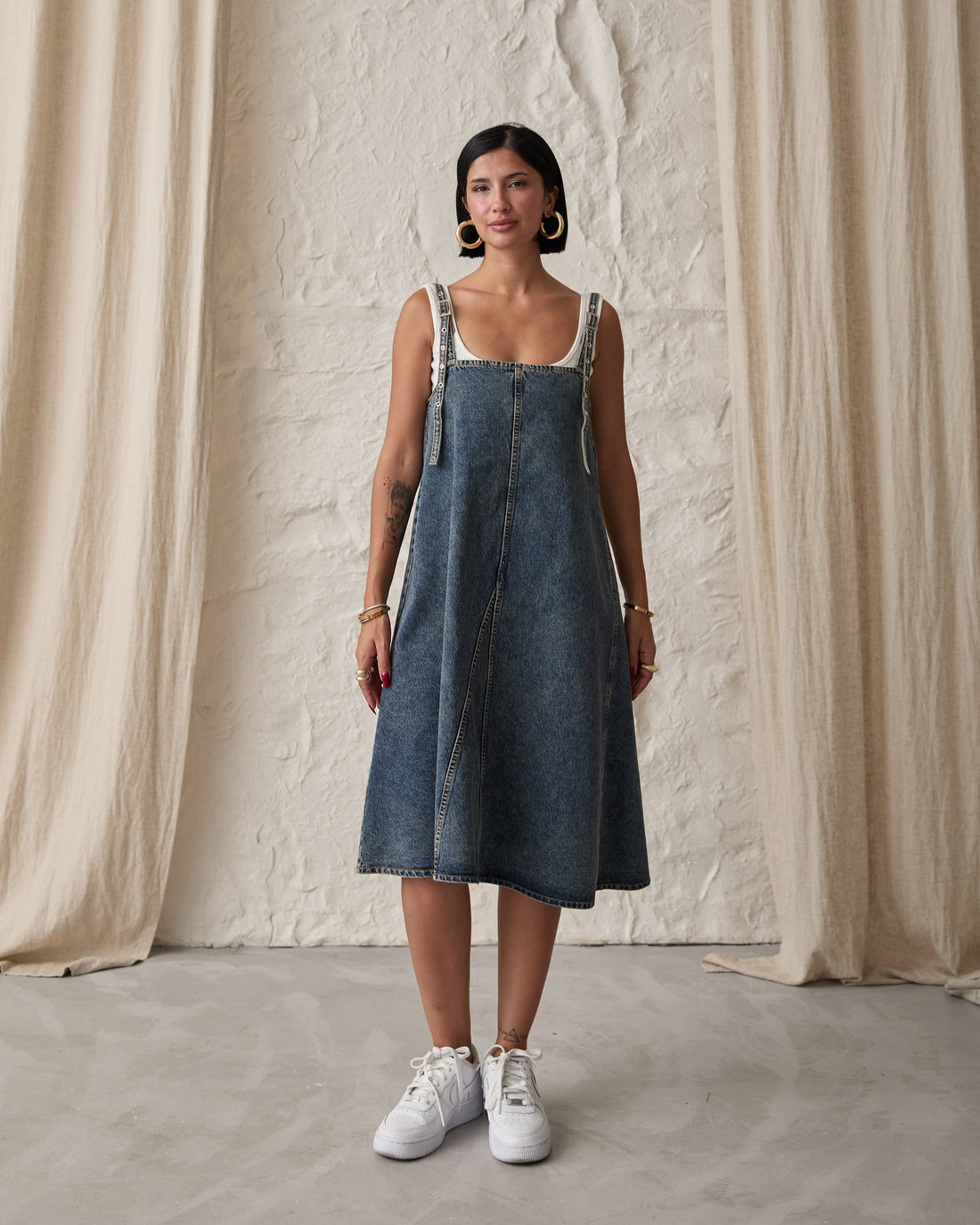 Robe Evasé Denim A Brettelles