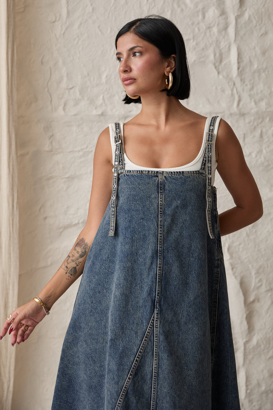 Robe Evasé Denim A Brettelles