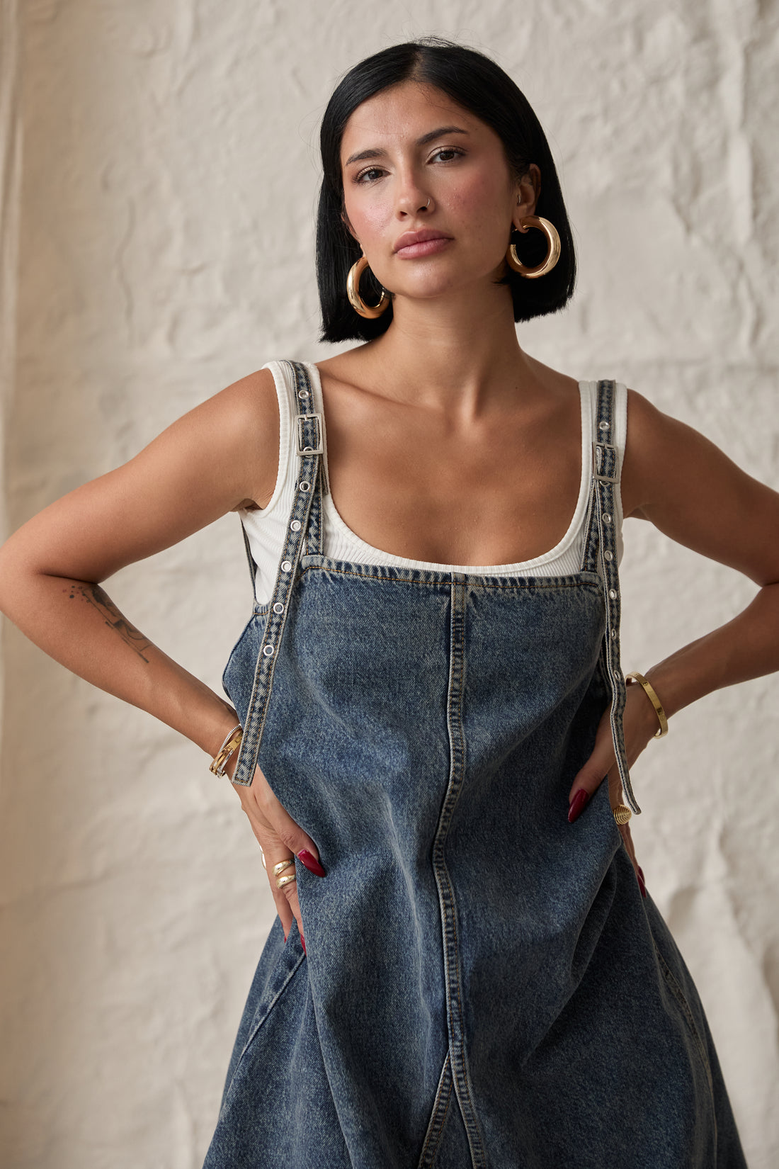 Robe Evasé Denim A Brettelles