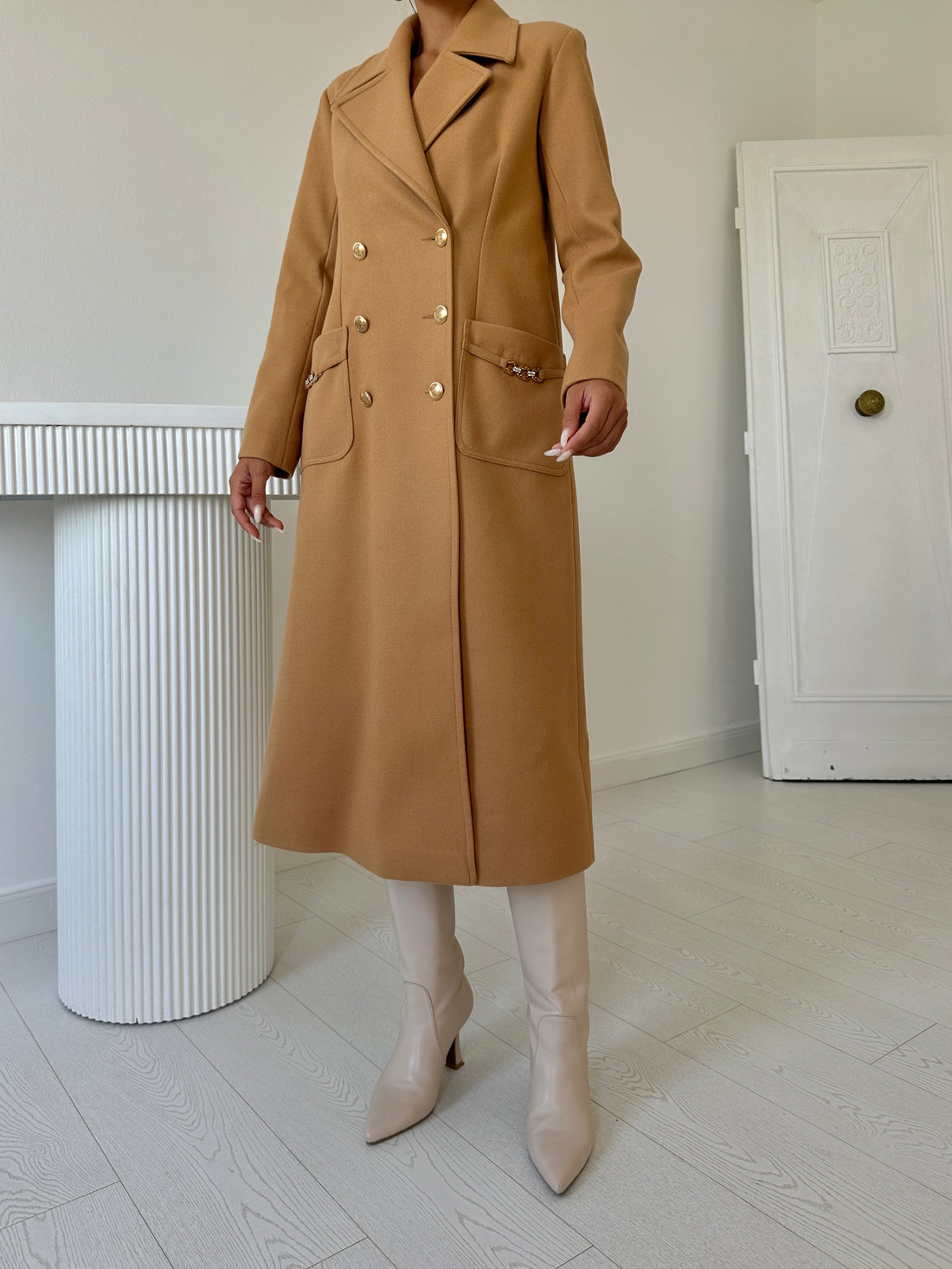 Manteau long Avec Col à Rabat