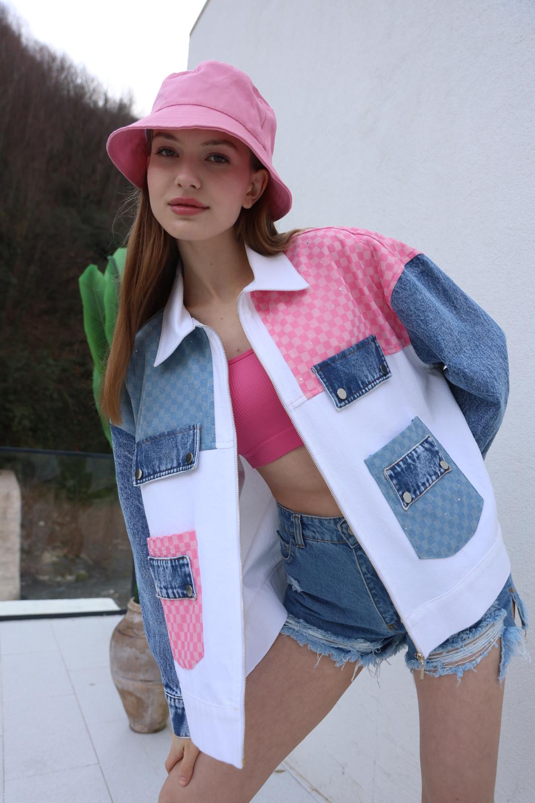 Veste Jean bi couleur rose