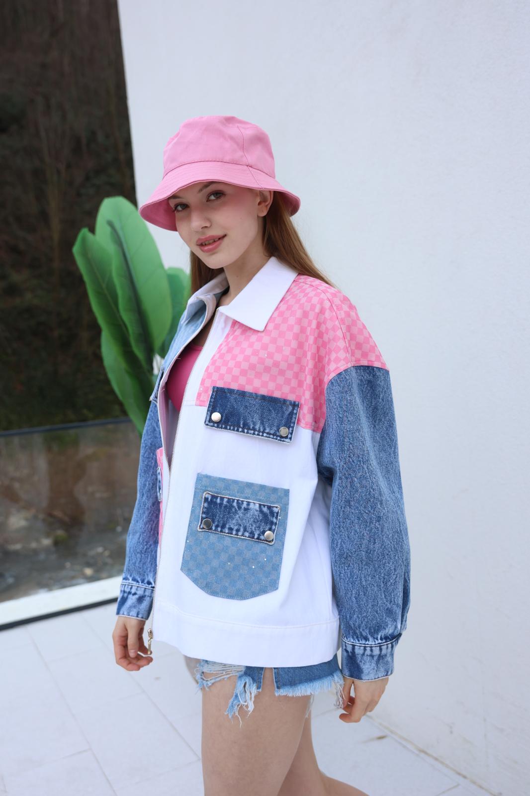 Veste Jean bi couleur rose